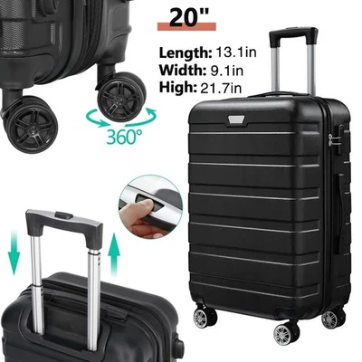 20" Carry-on Luggage ABS Hardside Lightweight Spinner Travel Suitcase w/TSA Lock - Image 1 of 4