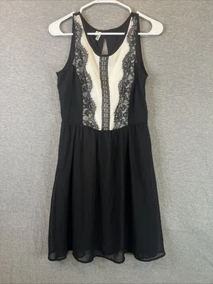 Vestido midi Maurices Studio Y sin mangas de encaje línea A negro/blanco para mujer talla 5/6 M Foto 1 de 4