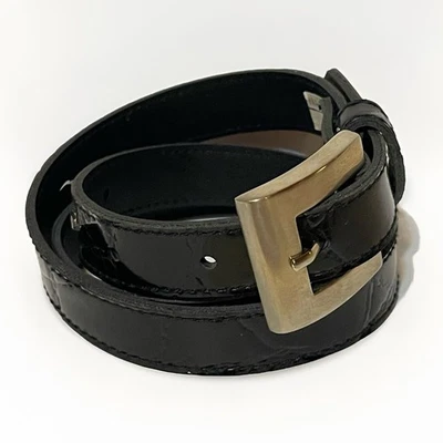 Cinturón de vestir para mujer talla 8/28-30” negro imitación cocodrilo cuero en relieve hebilla plateada Foto 1 de 4