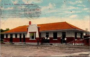 INDIANOLA IOWA NEW ROCK ISLAND DEPOT VINTAGE POSTCARD 1918 - Picture 1 of 2
