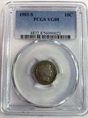 1903-S Barber Dime 10c PCGS Certified VG08 - Image 1 of 4