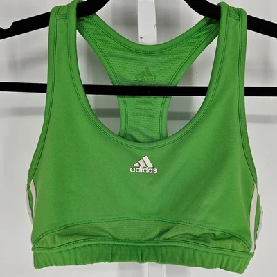 Adidas женщин Sz M классический спортивный бюстгальтер зеленый белый средний удара - Изображение 1 из 3