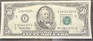1993 $50 FIFTY DOLLAR BILL IN GREAT CONDITION! heavy stamp/bleed thru - Picture 1 of 4