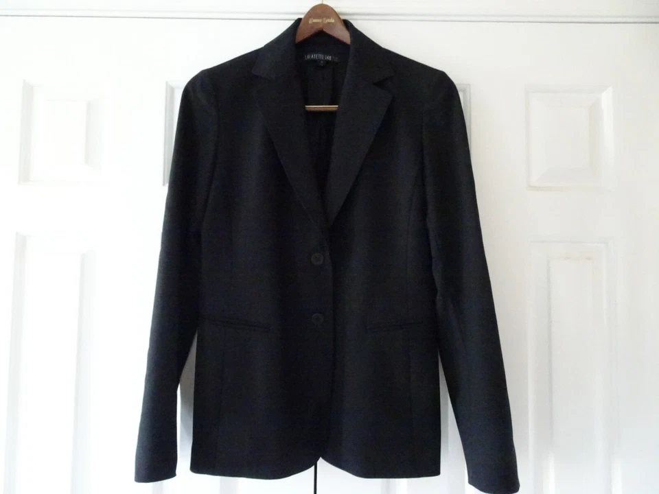 LAFAYETTE 148 NEW YORK Blazer Jacket Black Lined Career Style Size 4 2 Button - Image 1 of 4