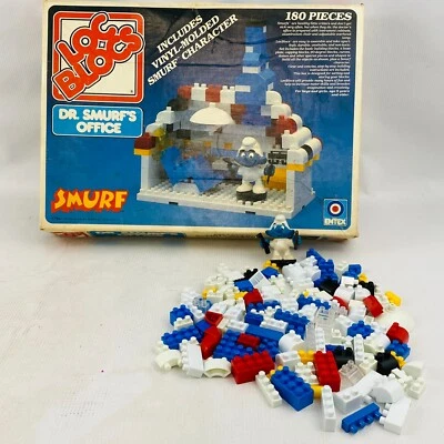 Vintage Loc Blocs Dr. Smurf's Office #1475 Incomplete 1982 Entex No Instructions - Image 1 of 4