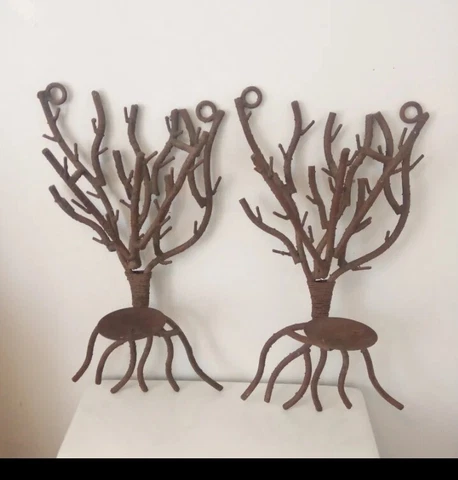 Pair of Wrought Iron Tree Branch Wall Sconces Cover
