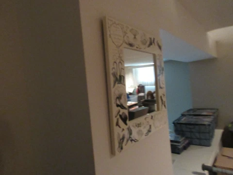Mirror , Wall Hanging ,16"X16" , Shoes/Unbrellas/Fans Design , Vintage Cover