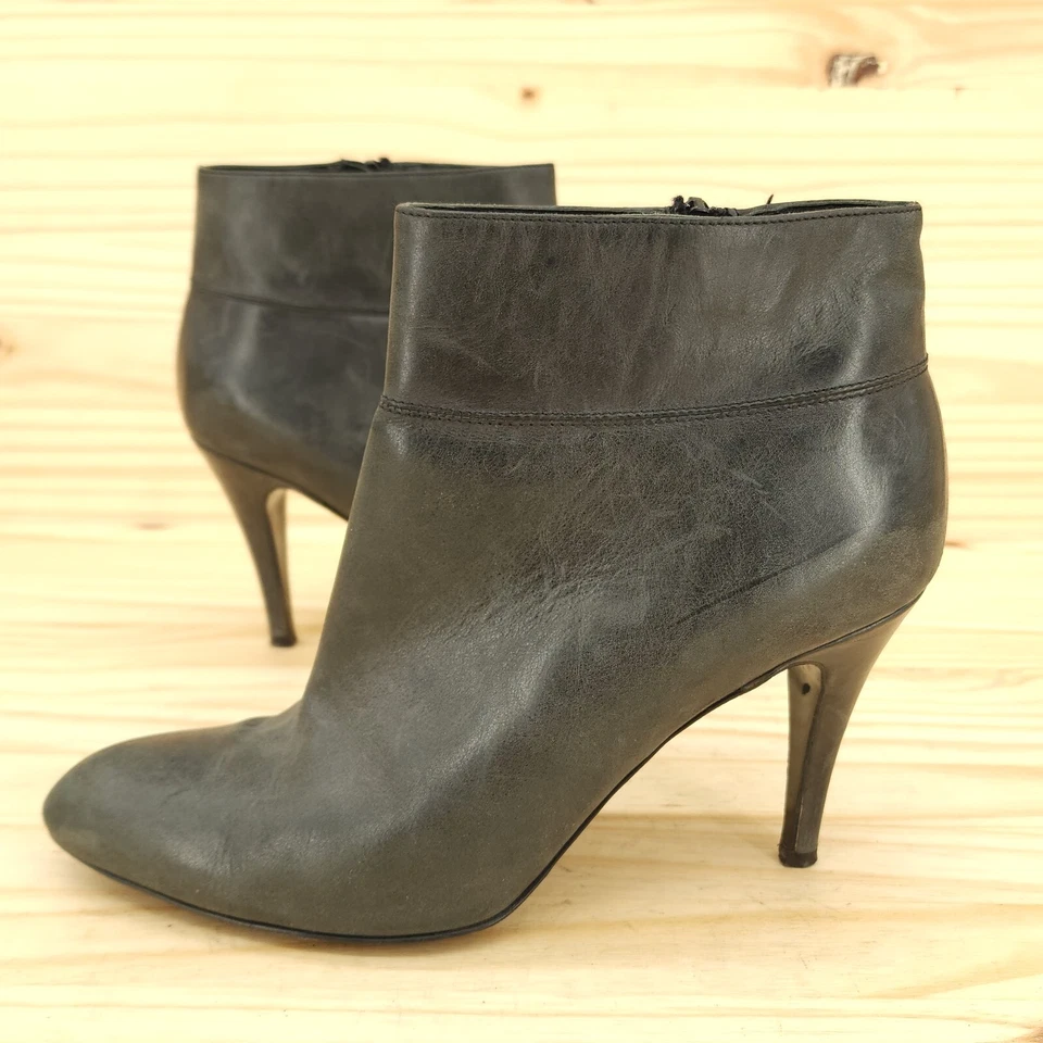 Botines J Crew Mujer Talla 9 Gris Cuero Cremallera Stiletto Tacón Alto Elegante Botín Foto 1 de 4