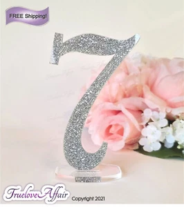 20 Silber Glitzer Acryl Tischnummern, freistehend ~ 1 bis 20 [FRNg] - Bild 1 von 6