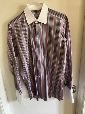 Эксклюзивная мужская сорочка Turnbull & Asser 16 дюймов 41 см разноцветные полоски - Изображение 1 из 4