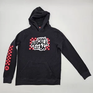 Airwalk Boys Sweatshirt Hoodie Size Large Black EST 86 Logo Checkered Pullover - Picture 1 of 16