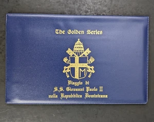 Papa Juan Pablo II, Serie Dorada Viaje a República Dominicana, Cubre Tarjetas Estampillas - Imagen 1 de 8