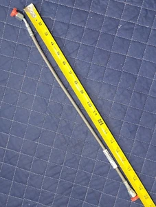 Braided Stainless Hose Assy 19.375" Long 1500psi, 3/8" fittng, one40deg, 1/8" ID - Picture 1 of 7