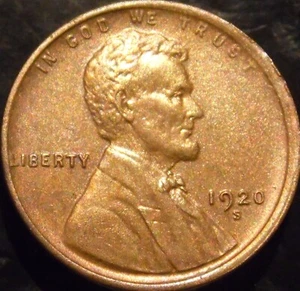1920-S Lincoln Cent Gem AU/BU Red/Brown Original - Picture 1 of 2