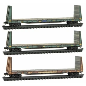 Micro-Trains MTL escala N Texas Oklahoma mamparo oriental coche plano desgastado 3 piezas - Imagen 1 de 1