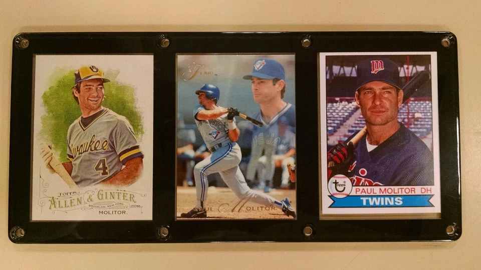 PAUL MOLITOR 3 CARD PLAQUE MILWAUKEE BREWERS TORONTO BLUE JAYS MINNESOTA TWINS - Image 1 of 1
