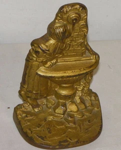 Cast Iron Girl Drinking at Garden Fountain Antique Door Stop - Picture 1 of 4