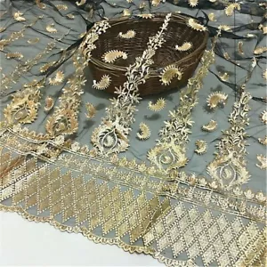 Embroidered Fabric Mesh Tulle Lace Floral Paisley Geometric Dress Curtain Sewing - Picture 1 of 6
