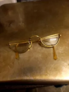 Antique 1880’s Filled ? Gold-Plated (ALGHA 20) Half Moon Spectacle Glasses - Picture 1 of 8