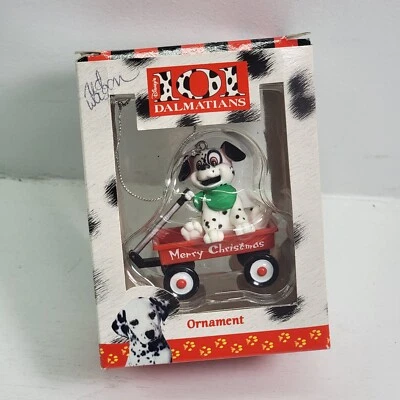 90's Walt Disney Christmas Tree Ornament 101 Dalmations Red Wagon Enesco New! - Image 1 of 4