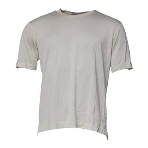 DOLCE & GABBANA T-shirt Off White Silk Crew Neck Short Sleeve IT48/US38/M 630usd - Picture 1 of 9