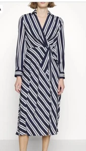 Vestido midi manga larga envolvente sintética con corbata frontal estampado a rayas Lauren Ralph Lauren 10 - Imagen 1 de 5