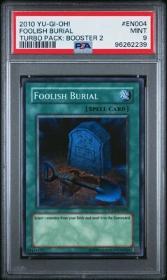 YUGIOH TU02-EN004 FOOLISH BURIAL SUPER RARE TURBO PACK CARD PSA 9 MINT - Image 1 of 2