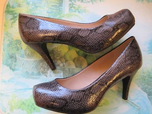Damen Profil schwarz eckige Zehenpartie Schlangenhaut Heels. UK 6. EUR 39. BHS - UK. - Bild 1 von 8
