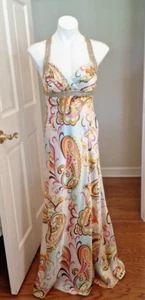Vtg. Jodi Christopher Sz. 5 Beaded Formal Floral Event Maxi Dress Y2K, Whimsical - Picture 1 of 11