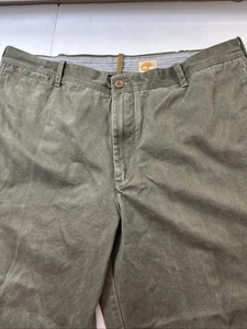 Vintage Timberland Mens Chino Pants Heavyweight Wide Leg Baggy Olive 40X30 #375 - Picture 1 of 24