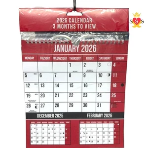 Wandkalender Planer 2025 3 Monate zur Ansicht hängend spiralgebunden rot 230 x 248 mm - Bild 1 von 1