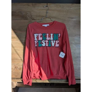 Altar'd State Feelin festliches Sweatshirt Damen XS rot Fleece gefüttert Oversized - Bild 1 von 3