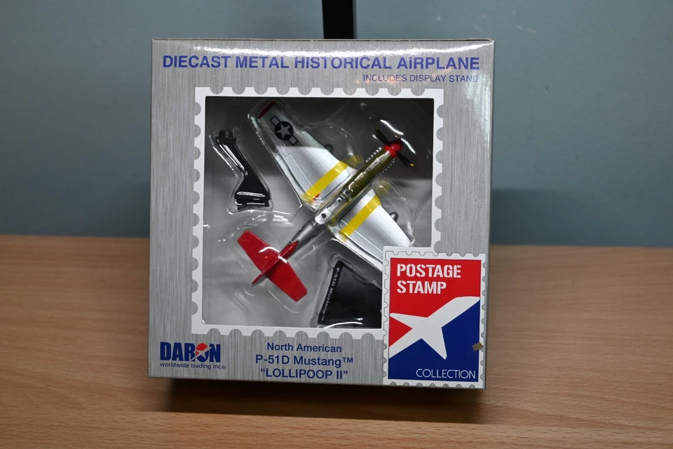 Postage Stamp WWII P51d Mustang Tuskegee Aircraft Diecast Built Model 1/100