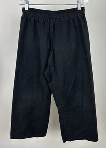 Century Martial Arts Pants YOUTH Size 2 Black Cropped Leg Elastic Waist Wide Leg - Picture 1 of 12