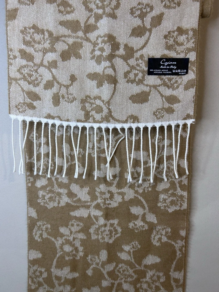Bufanda tejida de invierno para mujer Cejon marrón y tostado estampado floral 64x9, suave Foto 1 de 4