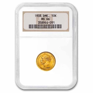 1908 Denmark Gold 10 Kroner Frederik VIII MS-66 NGC - Picture 1 of 3