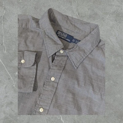 Polo Ralph Lauren Shirt Men 2XLT Tall Button Up Long Sleeve Grey Plaid - Image 1 of 4