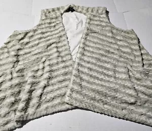 G By Giuliana Rancic Faux Fur Sweater Vest Striped Open Front Womens OSFA NEW - Picture 1 of 13