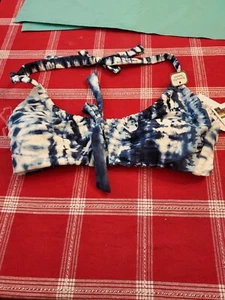 TIME AND TRU WOMEN'S PADDED SWIMSUIT TOP MEDIUM 8-10 BLUE/WHITE - Picture 1 of 4