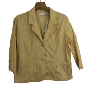 Chicos Women Lightweight Blazer Jacket Career Office Work Casual Yellow Sz 2 M - Picture 1 of 11