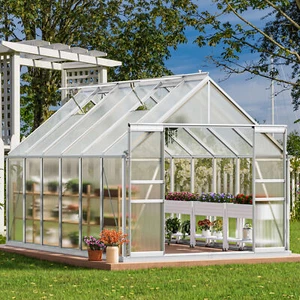 8x12FT Polycarbonate Walk-in Greenhouse Heavy Duty Green House w/Sliding Doors - Picture 1 of 7