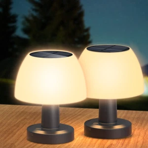 2pcs Outdoor Table Lamp Solar Powered Warm White LEDs for Garden Patio Bedroom - Picture 1 of 10