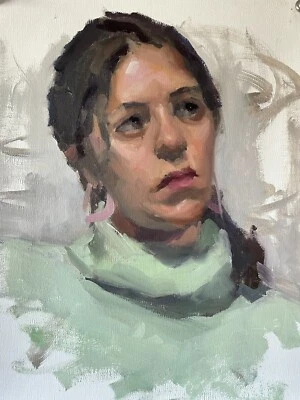 Estudio de retratos: óleo sobre lienzo 9x12 mujer joven pintada de la vida Foto 1 de 3