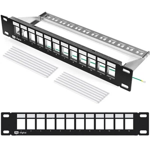 Patchpanel 10" panneau de patch panneau de distribution 12 ports 1U module Keystone Jack noir - Photo 1/10