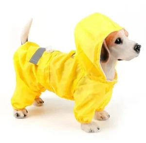 Pet Dog Raincoat Outdoor Puppy Pet Rainwear Reflective Hooded Waterproof Jacket - Picture 1 of 7