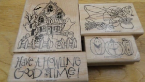 Stampin Up A Howling Good Time 2004 Haunted House,Ghost, Witch, Pumpkins - Picture 1 of 3