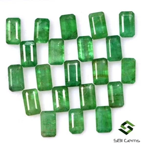 2.84 Cts Certified Natural Emerald Octagon Cut 5x3 mm Lot 10 Pcs Loose Gemstone - Picture 1 of 4