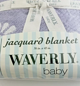 Waverly Baby Blanket Jacquard Lavender White Daisies 100% Acrylic - Picture 1 of 5