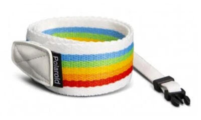 POLAROID Retro CAMERA STRAP FLAT in RAINBOW WHITE (UK Stock) # 006054 BNIB NEW - Image 1 of 4