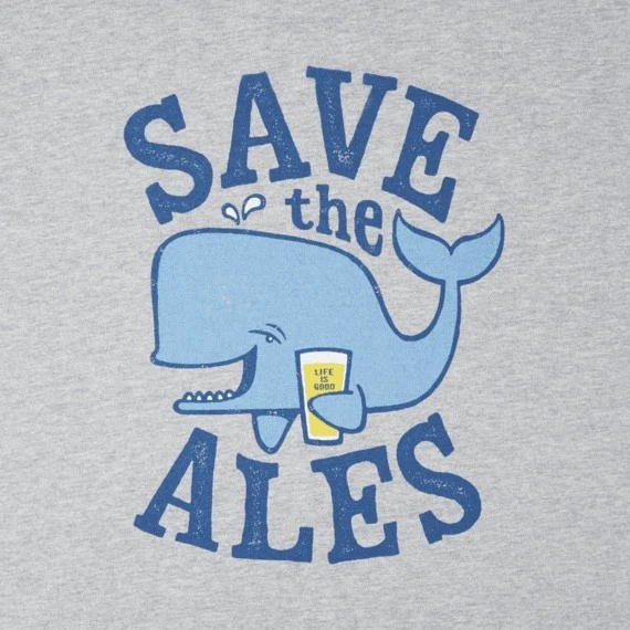 Новая с ценниками мужская футболка Life is Good Save The Ales Beer Whale Gray LS Crusher - Изображение 1 из 1